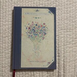 Vintage Elegant Blue and Cream Journal with Flower Bouquet